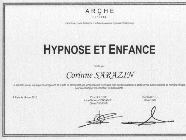 Certificat de formation Hypnose et Enfance ARCHE