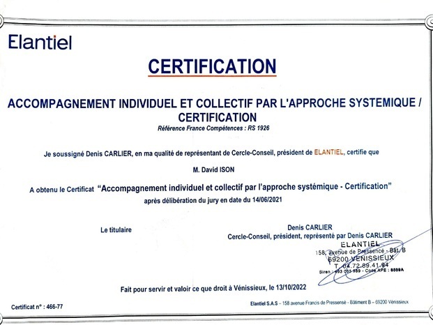 Certification approche systémique - Elantiel